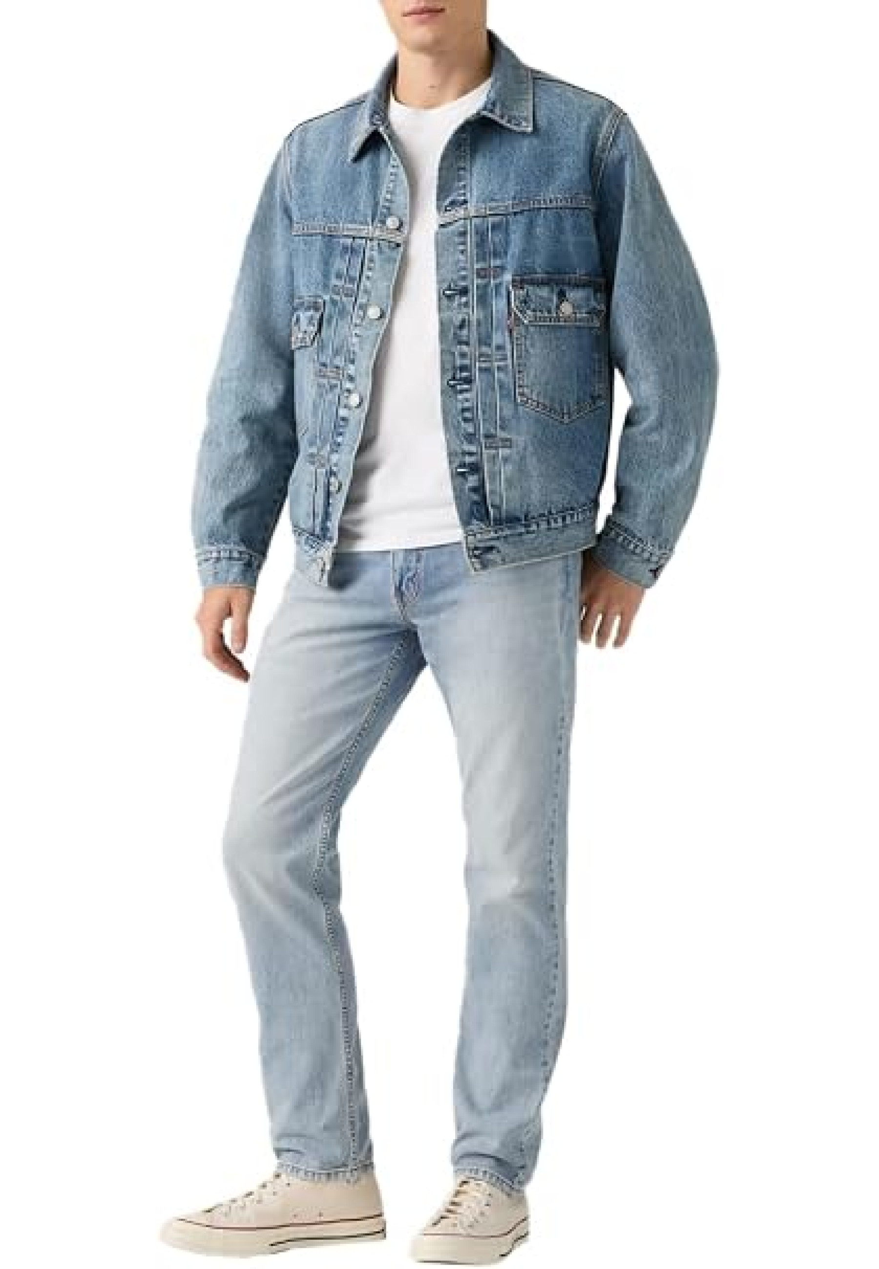 Levi's 502 Taper Performance Cool Men's Jeans Iceberg Cool Style #295071778 на моделі в міському середовищі