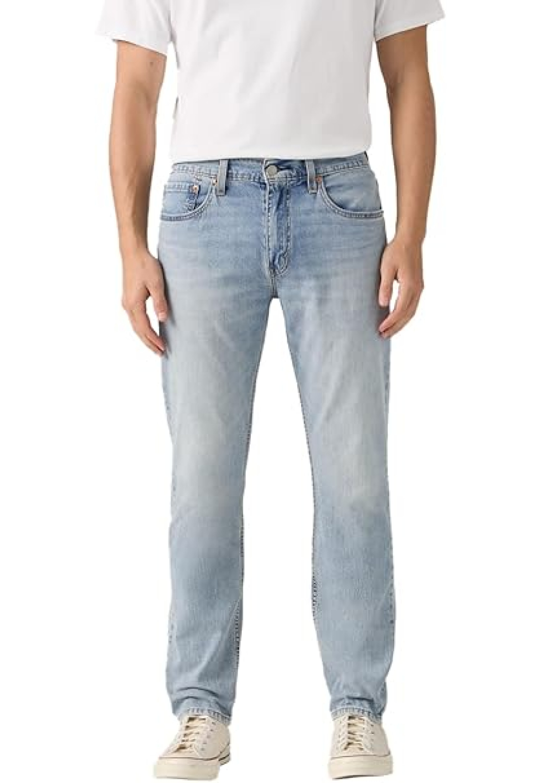 Levi's 502 Taper Performance Cool Men's Jeans Iceberg Cool Style #295071778 на моделі в міському середовищі