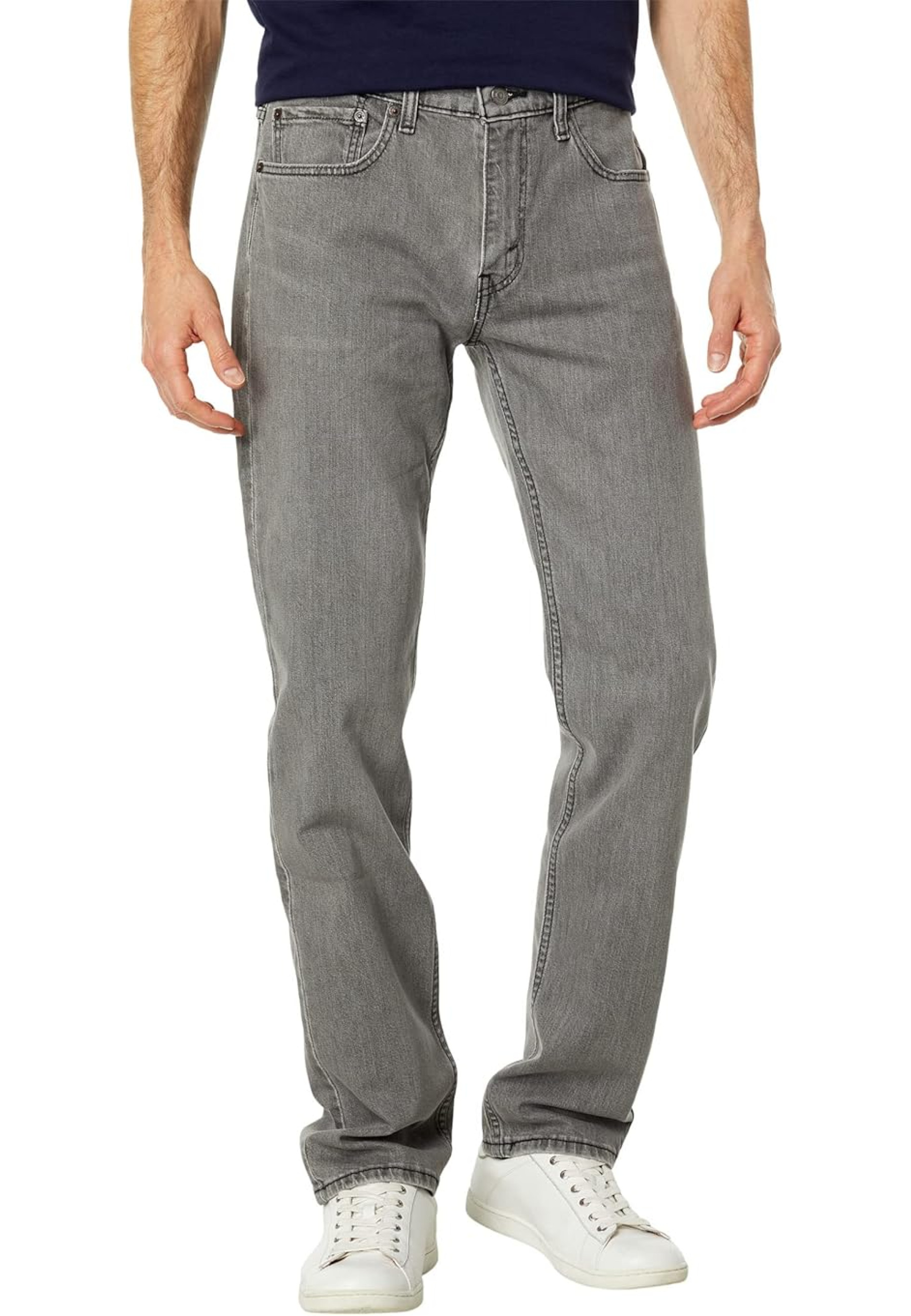 Образ с джинсами Levi's 514 Straight Foggy Mist Coated Adv и кроссовками Merrell для активного стиля 2026