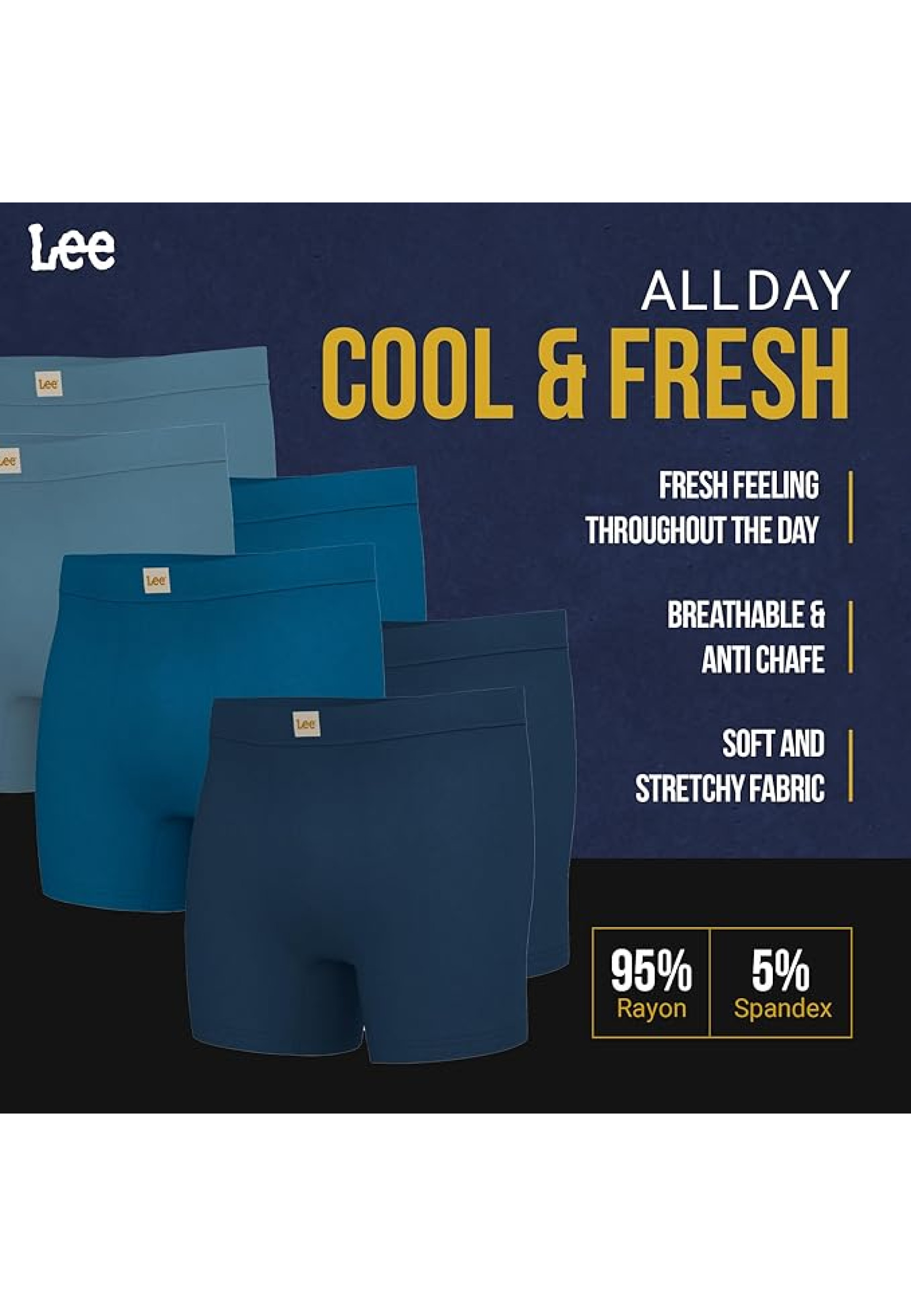 Pack of 3 Men's Lee Boxer Briefs Blue Linen Heather and Canal Blue Heather 2025