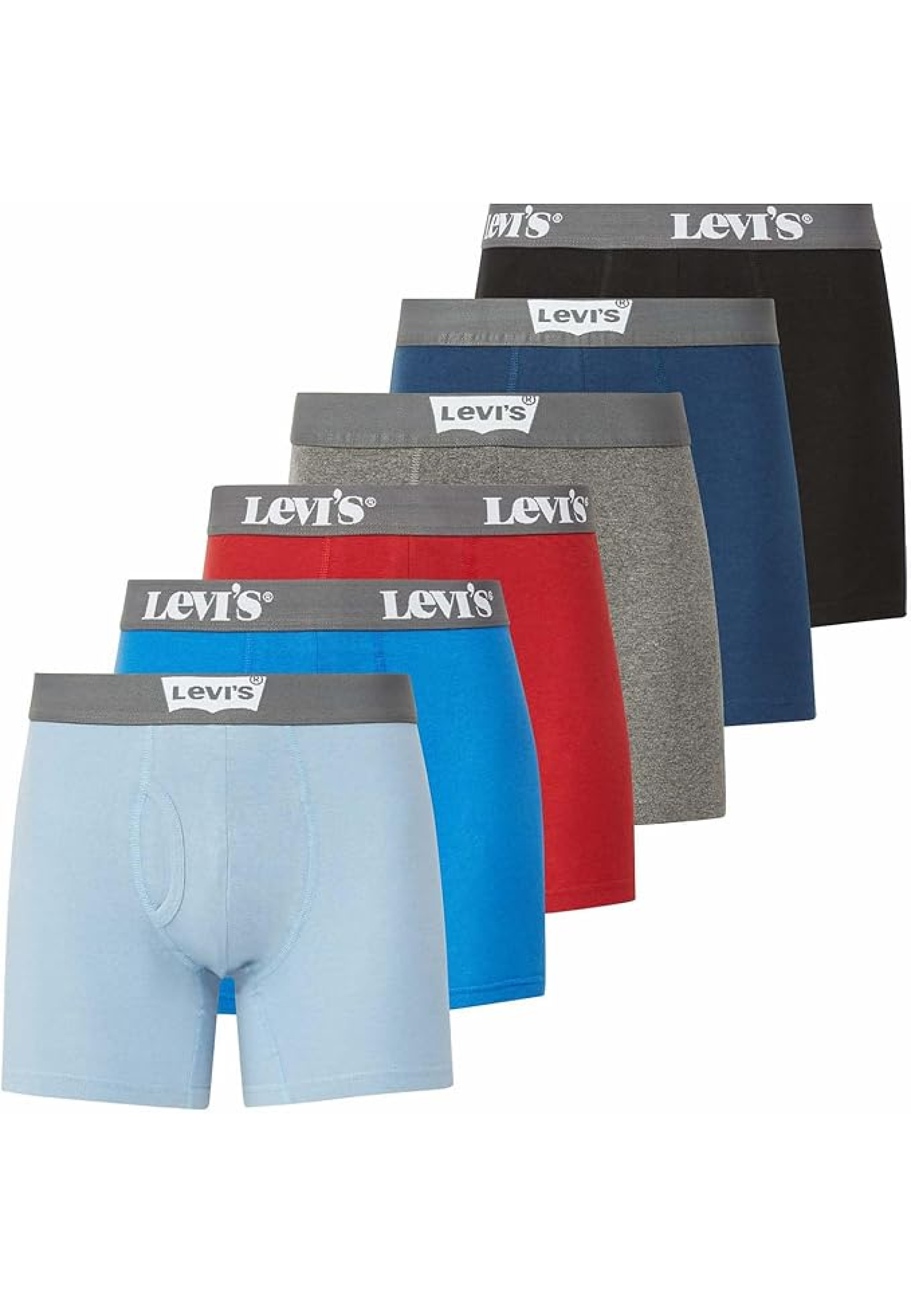 Набор мужских трусов Levi's Boxer Briefs Breathable Cotton 6 штук в цветах Blue Black Red Grey