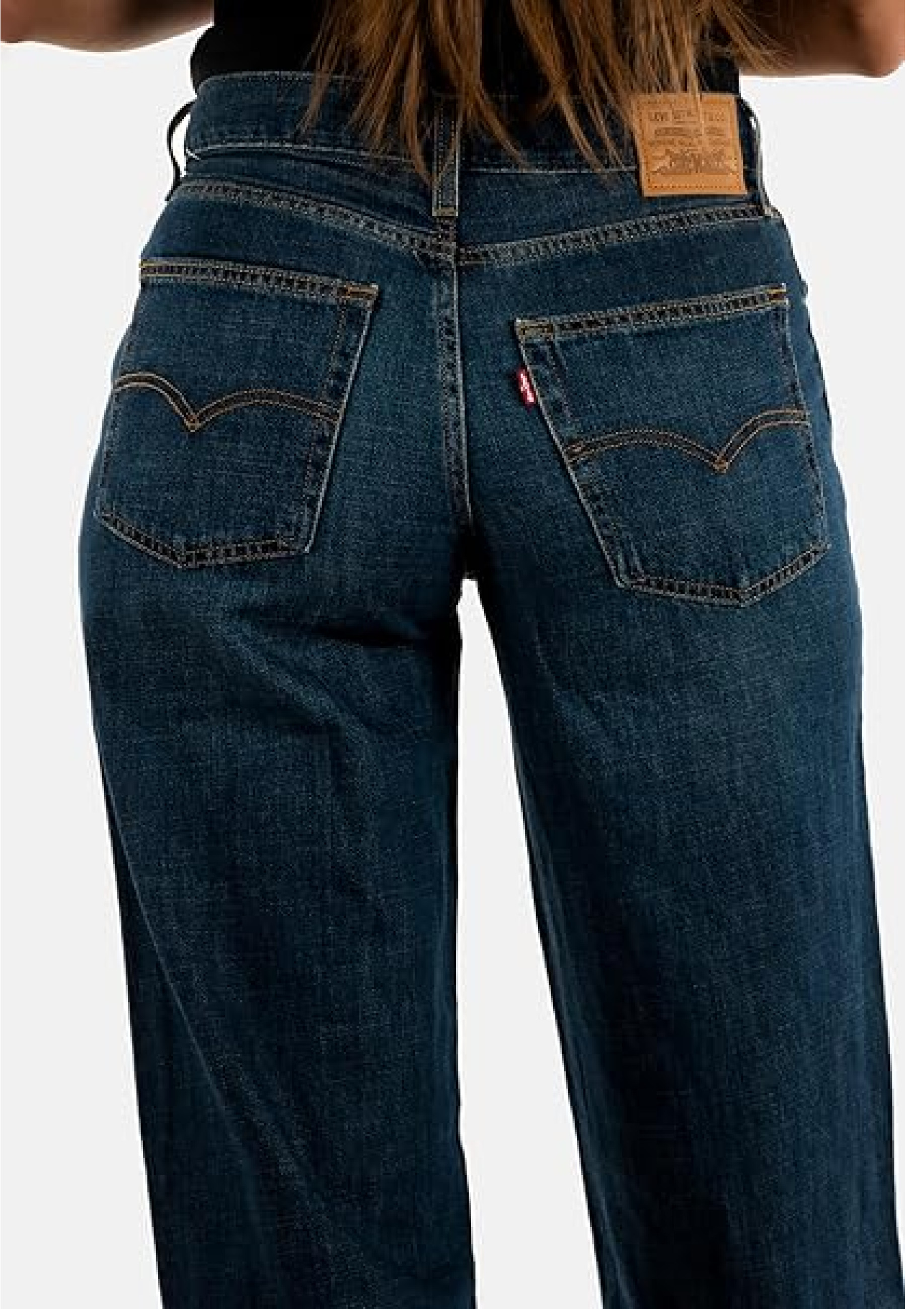 Жіночі джинси Levi's Ribcage Wide Leg Linen Denim Do You Mind Dark Wash – повний образ 2026