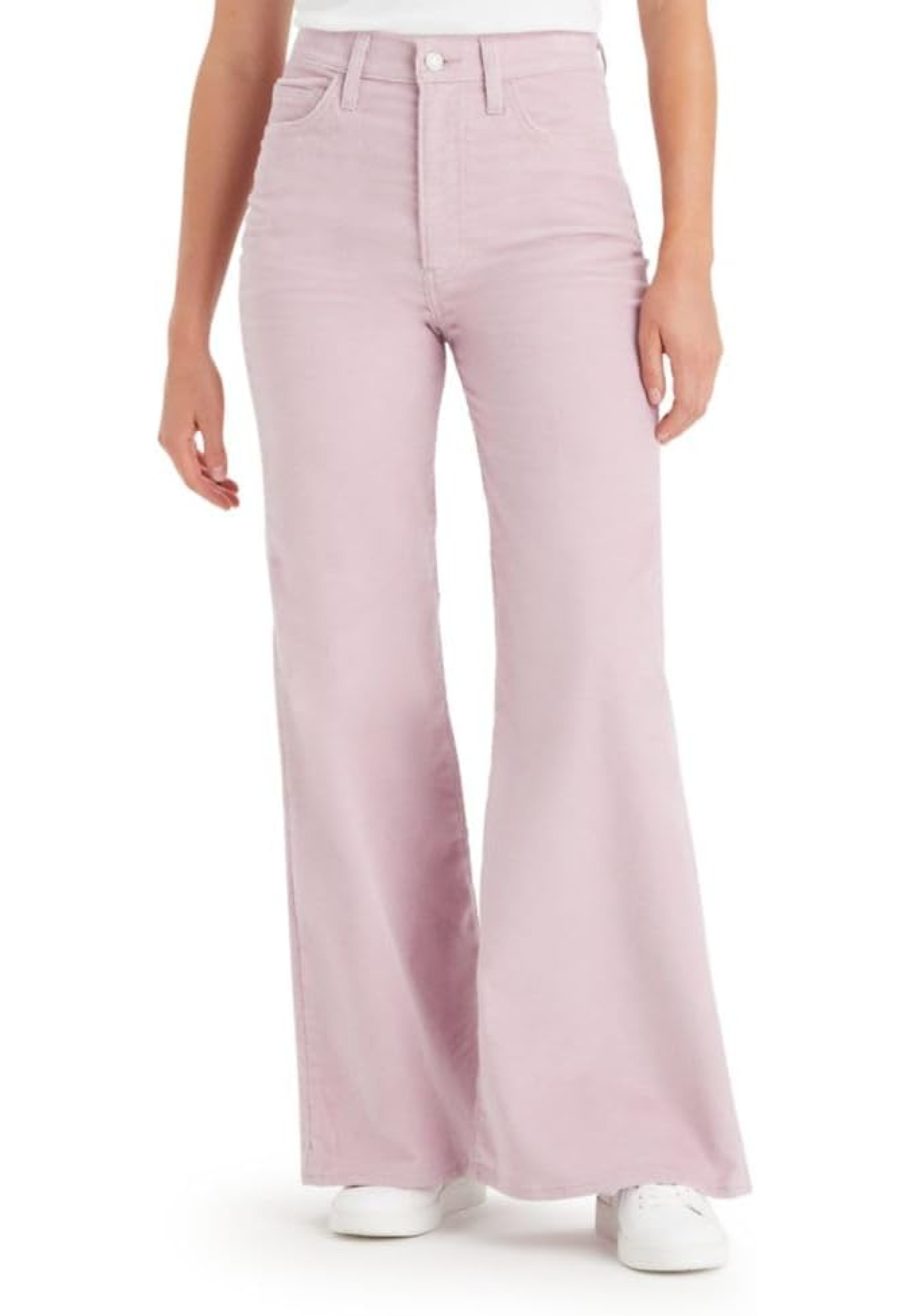 Жіночі джинси Levi's Ribcage Bell Keepsake Lilac Purple у повсякденному луці з топом та кросівками